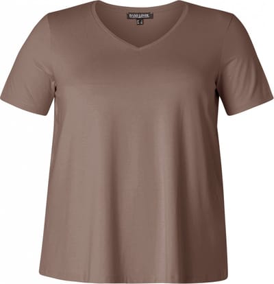 BASE LEVEL CURVY Alba T-Shirts - Dark Taupe - maat X-0(44)