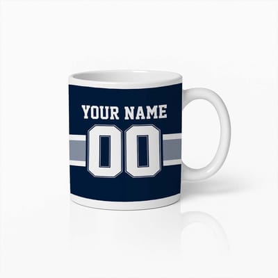 Dallas Cowboys Gepersonaliseerde Mok | Eigen Naam & Nummer Koffiebeker | NFL Voetbal Fan Cadeau 330ml