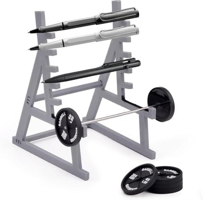 Squat Rack Penhouder voor de Sportschool, Mini Potloodhouder met Gewichten en Dumbbells, Perfect voor Fitnessliefhebbers en Gewichtheffers