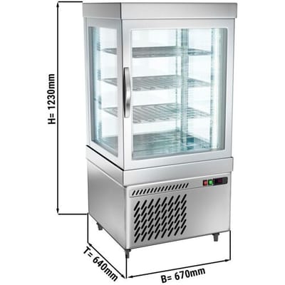 GGM Gastro Panorama-Tiefkühlvitrine - 230 Liter - 670mm - Dreifachverglasung - 3 Ablagen - Silber Zilver