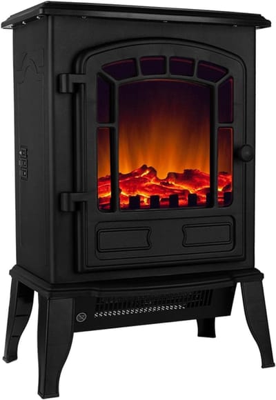 RVV® Sfeerhaard elektrisch - Sfeerhaarden - Sfeerhaard met Schouw - Antiek - Zwart - 24 cm x 39 cm x 57 cm