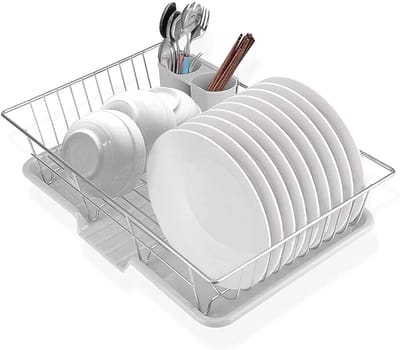 Dailygoods- Afdruiprek met lekbak - Afdruiprek inklapbaar - Gecoat metalen frame - Multifunctioneel droogrek - Geschikt voor servies - Eenvoudig te reinigen