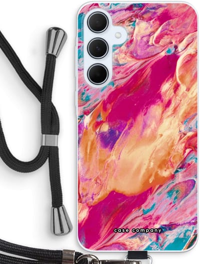 Case Company® - Hoesje met koord geschikt voor Samsung Galaxy A35 hoesje met Koord - Pastel Echoes - Telefoonhoesje met Zwart Koord - Bescherming aan alle Kanten en Over de Schermrand
