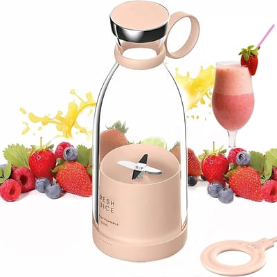 Draagbare Blender - Persoonlijke Mixer - Verse Smoothies Maken - Draadloos Opladen - 350 ml Capaciteit - Roze