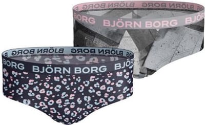 Björn Borg - Meisjes - Panterprint Hipster 2-Pack - Blauw/Grijs/Multicolour - Maat 158-164