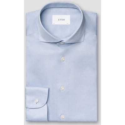 Eton Overhemd Filo di Scozia Cotton Rich Depth and Texture King Knit Licht Blauw / male