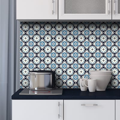 Zelfklevende tegelmuurstickers voor keuken en badkamer - 24 cementtegelstickers (AZULEJOS SITA) - 24 stickers, 20x20cm