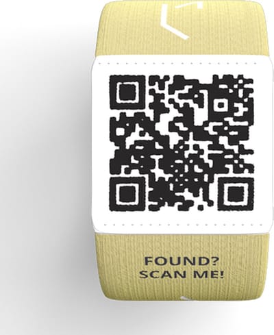 Kind tracker (x2) - Slimme elastische polsband - Geel - SOS band - QR code - 1 t/m 3 jaar - 130mm