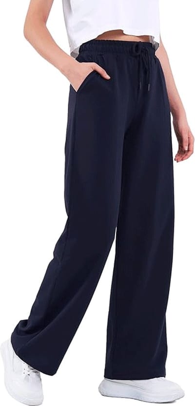COMEOR - Joggingbroek voor dames - lange katoenen trainingsbroek - losse sweatpants met elastische tailleband en rechte pijpen - Blauw -XS
