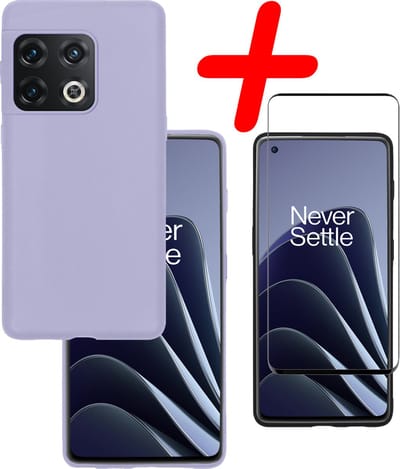 Hoesje Met Screenprotector - Geschikt voor OnePlus 10 Pro - Sterk & Shockproof - Back Cover - Siliconen Case - Telefoon Hoes - Lila