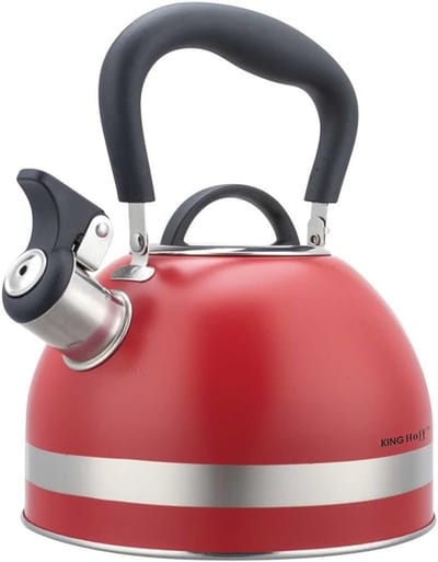 Waterkoker Staal - Theepot Fluitend - Koken Water - Grote Capaciteit - 1.8 Liter - Rood