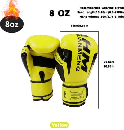 Nivard Bokshandschoenen - Kickboks Handschoenen - Boxing Gloves Set - Vecht Handschoenen - Heren - Dames - Geel - 8 oz