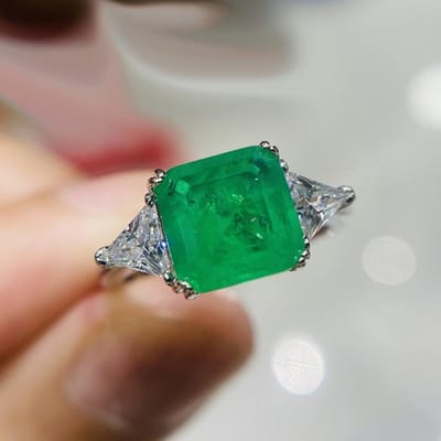Bagues en argent sterling avec émeraude et tourmaline Paraiba pour femmes, bijoux de fiançailles, de mariage, tendance, 9 x 9 mm 8 green