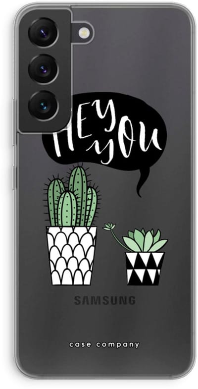Case Company® - Hoesje geschikt voor Samsung Galaxy S22 hoesje - Hey you cactus - Soft Cover Telefoonhoesje - Bescherming aan alle Kanten en Schermrand