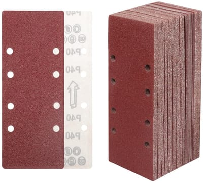 STEBRUAM Sanding Sheet, 30 Pieces, 93 x 230 mm, 40 Grit, 8 Holes, Sanding Strips for Wood, Metal and Paint - ShopVlot