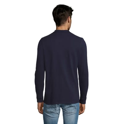 SOLS Heren Perfect Effen Piqué Poloshirt met Lange Mouwen (Franse marine)