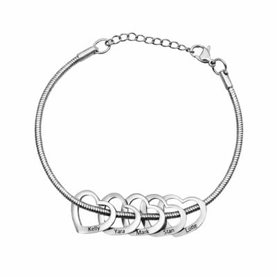 Bedelarmband met 5 Hartjes Zilver