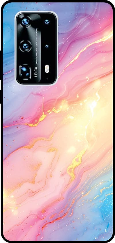 Smartphonica Telefoonhoesje Geschikt voor Huawei P40 Pro Plus met Regenboog Glitter Marmer Opdruk - TPU Backcover Case Rainbow Glitter Marble Design geschikt voor Huawei P40 Pro Plus