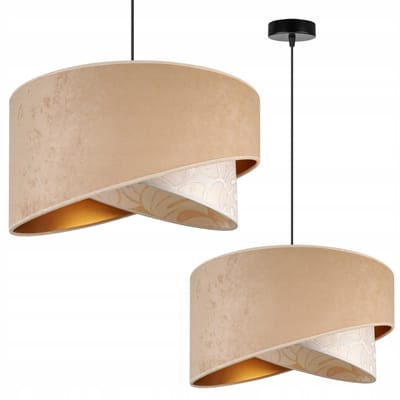 Light Home Werona 2407/BL/CZ – Hanglamp – Lampenkap 45 cm – Schuin / Bladeren – Zwart / Beige – E27 Fitting – Modern Design