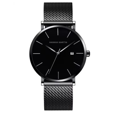 Hannah Martin Zwart Heren Horloge | Verstelbaar | Horloges | Zwart | Luxe Geschenkdoos