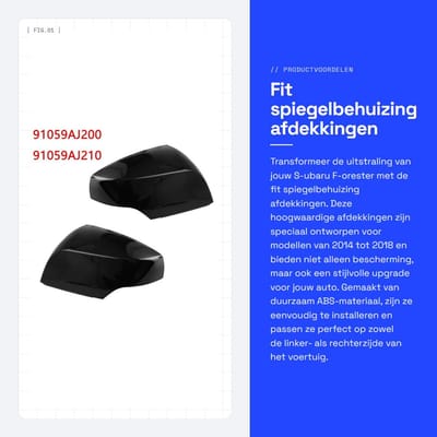 Dailygoods- Zijspiegelafdekkingen Zwart Glanzend - 2 Stuks - ABS Materiaal - Voor Subaru Forester 2014-2018 - Links/Rechts - Duurzaam en Weerbestendig - Spiegelkappen