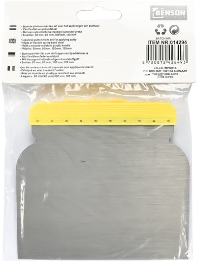 Benson Vierdelige plamuurmessenset - flexibel verenbandstaal - oplosmiddelbestendige greep - 50-120 mm