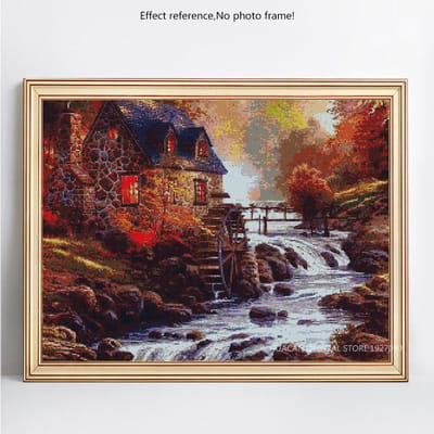 5D DIY diamant schilderij rivier borduurwerk steentjes foto diamant mozaïek kruissteek 20X30CM brown