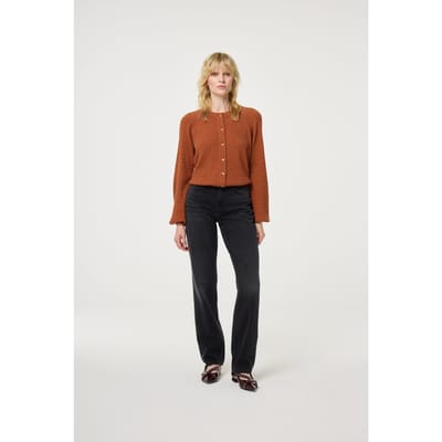 Fabienne Chapot Charlotta Cardigan Burnt Sugar Maat: S | Gebreide Truien Outlet | Dames | Bruin