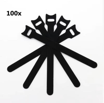 TLVX 50 stuks Sterke Klittenband Kabelbinders 15cm / Kabel Organiseren / Nette Kabels / Draden wegwerken / Cable Organiser / Bedrading opruimen / Klitterband / Herbruikbare Kabelbinder Zwart / Nylon oog / Verstelbaar / Universeel Toepasbaar