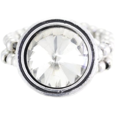 Behave - Ring - Elastische Zilverkleurige Ring met Kristal – Comfortabele Fashion Statement Ring | Nikkelvrij