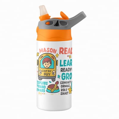 Donkere Moody 'Mysterieuze Zonsondergang' Drinkfles – Sfeervolle Drinkfles voor Kunst- en Natuurliefhebbers - Waterfles voor kinderen (wit/oranje)