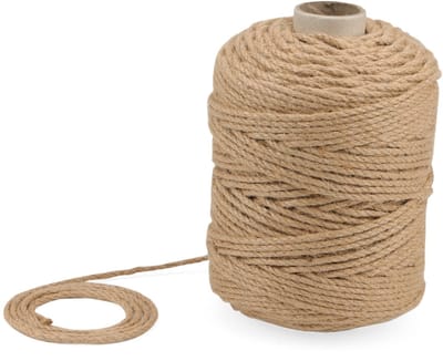 Dailygoods- Jute Touw 150 m x 4 mm - Gedraaid Henneptouw - Sterk Koord - Natuurlijk Koord - Krabpaal Touw - Ideaal voor Knopen