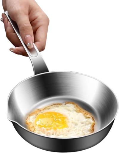 Kleine Koekenpan - Omeletpan Koekenpan - Ontbijt Maken - Antiaanbaklaag - Compact - Zilver