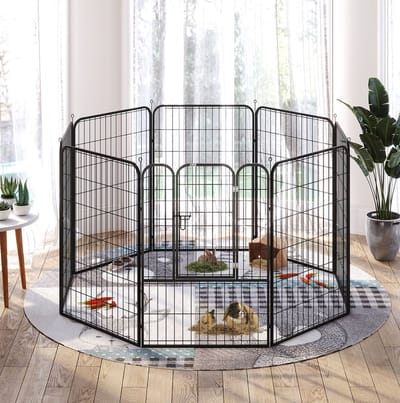HAUSS SPOLE Puppyren – Met Deur En Uitbreidbaar – 79 x 100 cm – Metaal – Zwart – Opvouwbaar Voor Binnen en Buiten