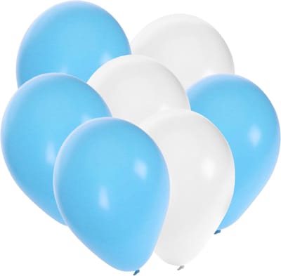 Shoppartners - Oktoberfest kleuren party ballonnen - 90x stuks - blauw/wit - 27 cm