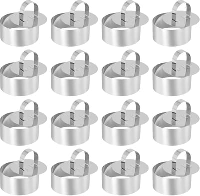 15-delige RVS Kookringen Set voor Mousse Taarten, 8CM Rond voor Desserts, Bakaccessoires en Presentatiehulpmiddelen