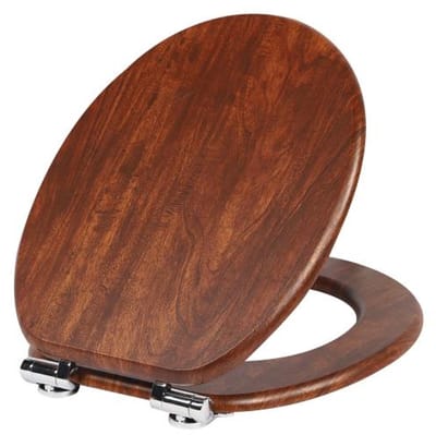 Toiletbril - Wc-bril voor zowel volwassenen als kinderen - met softclose-functie - MDF-hout - met softclose scharnier - roodbruin