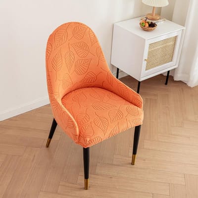 Gebogen Zitting met Fauteuilhoes Nieuwe Universele Huishoudelijke Premium Eetkamerstoelhoes 44cm oranje