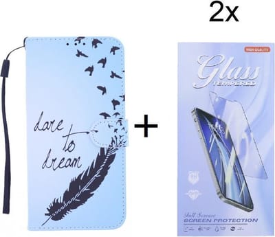 Bookcase Geschikt voor: Samsung Galaxy A42 hoesje met print - Love To Dream met 2 stuks Glas Screen protector
