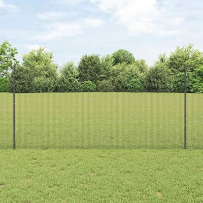 vidaXL - gelast - draadhek - met - palen - 10 - x - 1,2 - m - PVC-Coated - Staal - Grijs