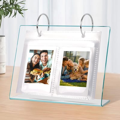 Geschikt voor Klein fotoalbum voor op het bureau, 68 vakken, acryl mini-fotoalbum met klepje, geschikt voor een 2x3 inch Polaroid/Fujifilm-camera/K-Pop-fotokaart/flashkaart
