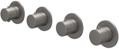 IVY Bond Afbouwdeel Inbouwthermostaat met 3 Stopkranen Symmetry met Ronde Rozetten - Geborsteld Metal Black PVD