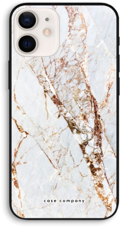 Case Company® - Hoesje geschikt voor iPhone 12 hoesje - Goud marmer - Biologisch Afbreekbaar Telefoonhoesje - Bescherming alle Kanten en Schermrand