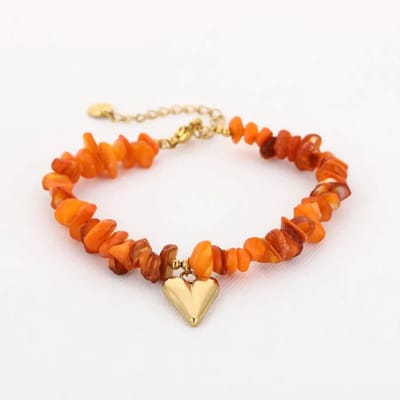 Natuur steen met hartje armband