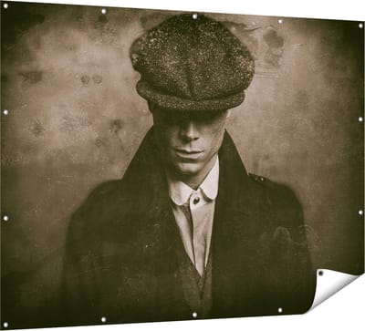 Gards Tuinposter Engelse Gangster uit Jaren 1920 - Zwart Wit - 160x120 cm - Tuindoek - Tuindecoratie - Wanddecoratie buiten - Tuinschilderij