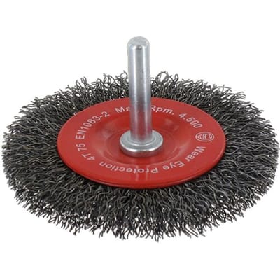 Labor Staalborstelwiel met gegolfd staaldraad 100mm