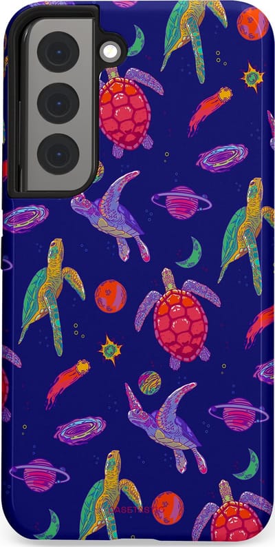 Casetastic Hoesje Geschikt voor Samsung S22 - Stijlvolle Beschermende Duo-layer Case - Kosmische schildpad