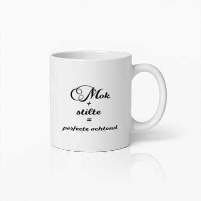 Inspirerende Koffiemok – Mok + Stilte = Perfecte Ochtend Quote Beker voor Ontspannen Start