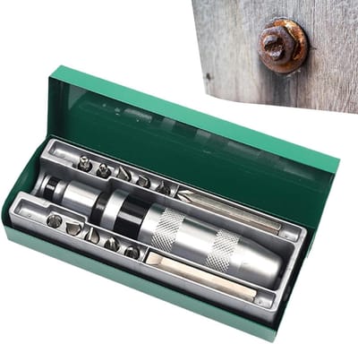 Ratelschroevendraaier Set - Multifunctioneel Gereedschap - Reparaties Uitvoeren - 13-in-1 Verwisselbare Bits - 16cm Handvat - Grijs