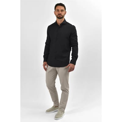 Vercate - Strijkvrij & Kreukvrij Overhemd - Antraciet / Donkergrijs - Slim Fit - Bamboe Katoen - Lange Mouw - Heren - Maat 37/S